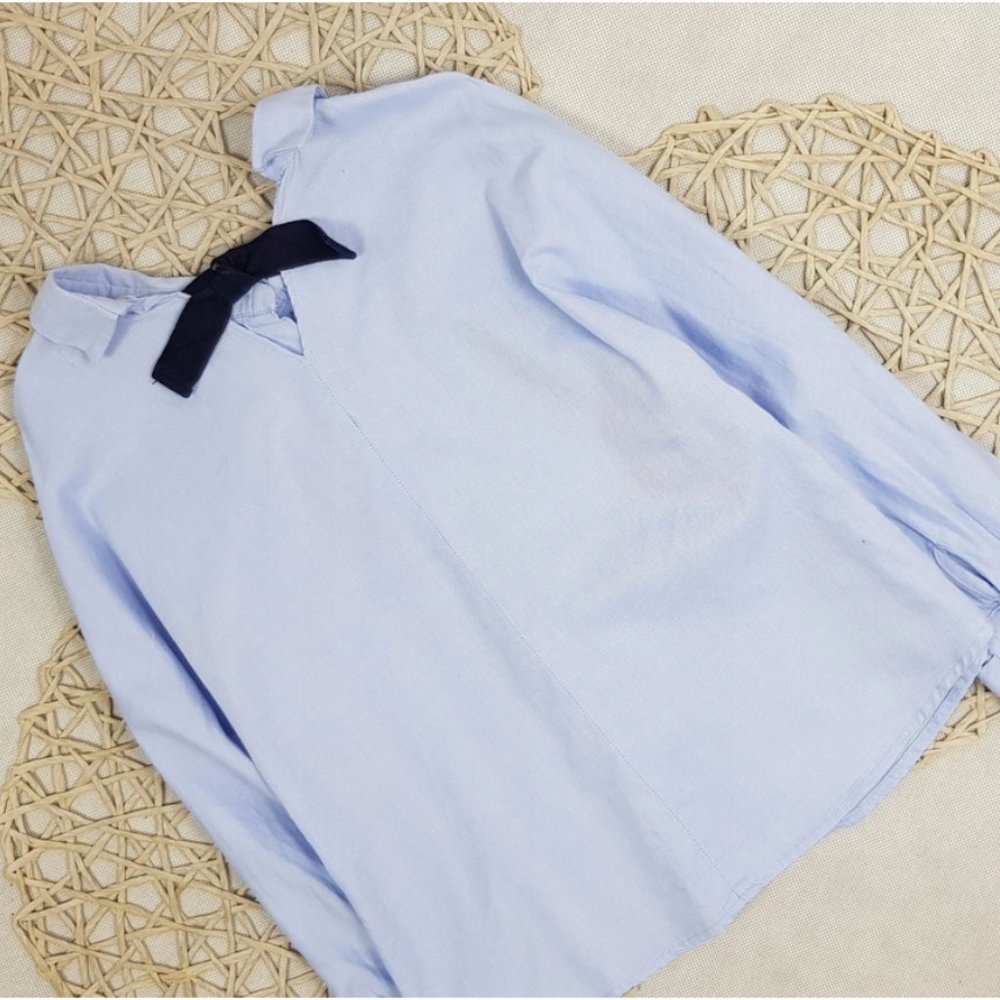Zara girls blue blouse with back bow - Picture 5 of 16